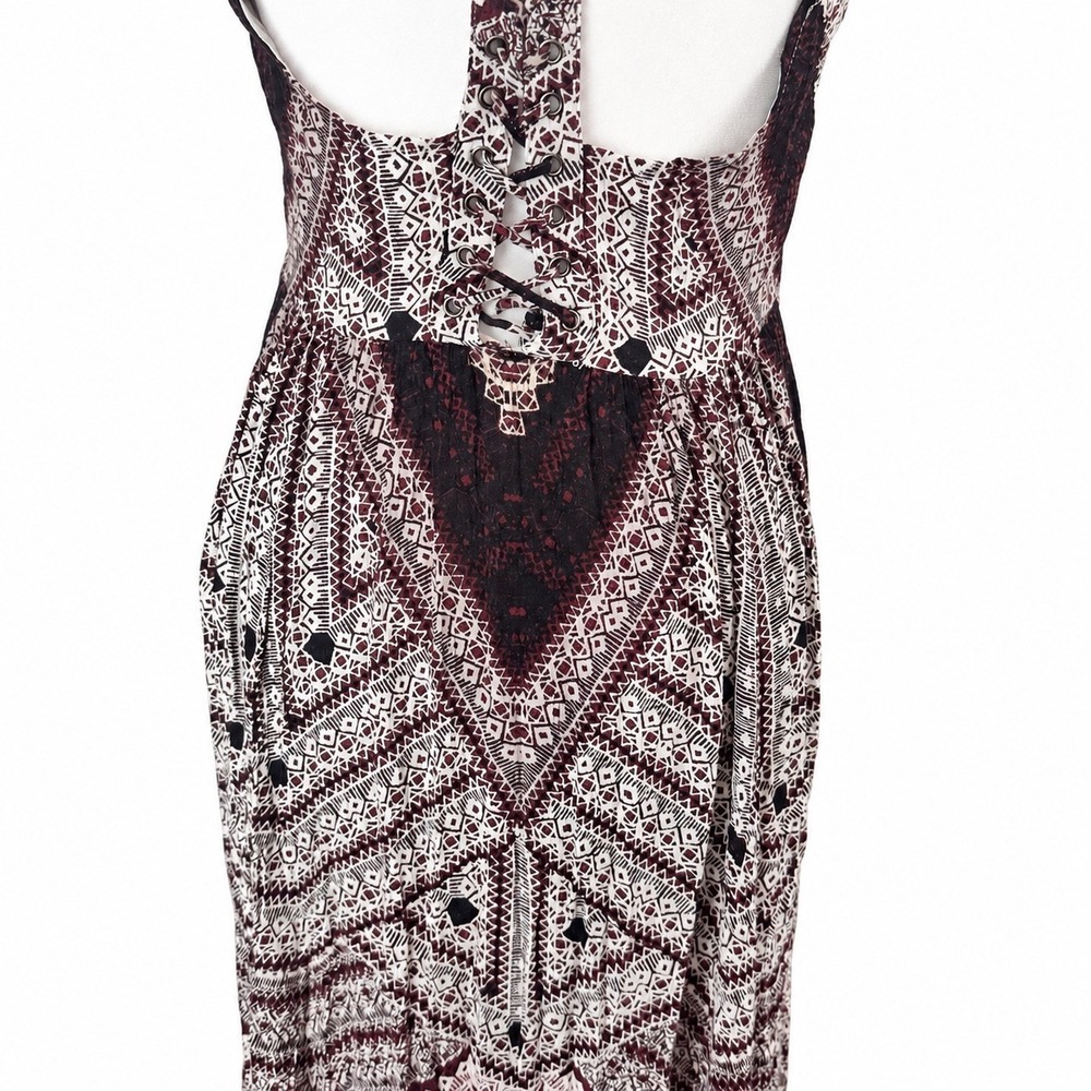 Free People Made My Day Maxi Dress Size 2 Geometric Cutout Lace Up Back Boho - Picture 4 of 8